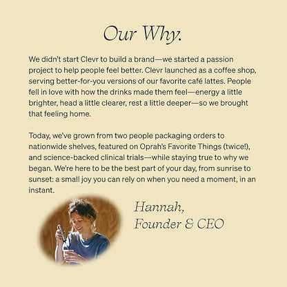 Clevr Blends Organic Matcha Green Tea Latte, Instant Ceremonial Grade, Superfood Powder Blend with Oat Milk, Lions Mane, Reishi Mushroom, Coconut Cream, Ashwagandha, Serve Hot or Iced, (30 Lattes)