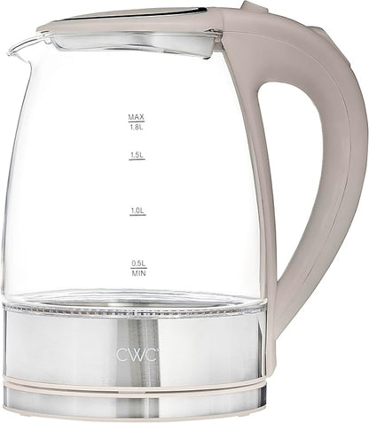 COOK WITH COLOR Electric Tea Kettle, 1.8L Cordless Hot Water Boiler, 1200W Rapid Boil, Auto Shutoff & Boil Dry Protection, BPA-Free, Sleek Countertop Design, Sand