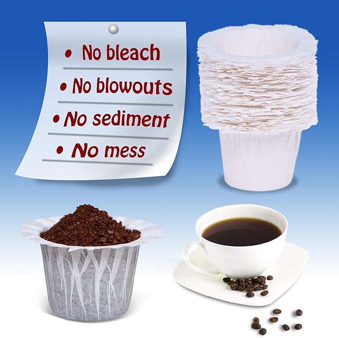 600 Count Disposable Paper Coffee Filters,Compatible with Keurig 1.0 and 2.0 Single Serve Brewers