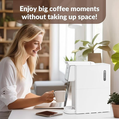 Mecity Coffee Maker Mini Single Serve Coffee Machine Compatible with K Cup Capsule, Ground Coffee, Loose Tea, Small Coffee Pot For Home Use, RV, Apartment, Auto Shut Off 120V 1000W White