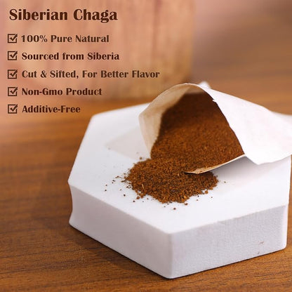 TEARELAE - Chaga Tea - 2g x 40 Count - Wild Harvest from Siberia - 100% Pure Natural Chaga Mushroom Tea Bag - Additive-Free - Non-GMO - Caffeine-free (Pack of 2)