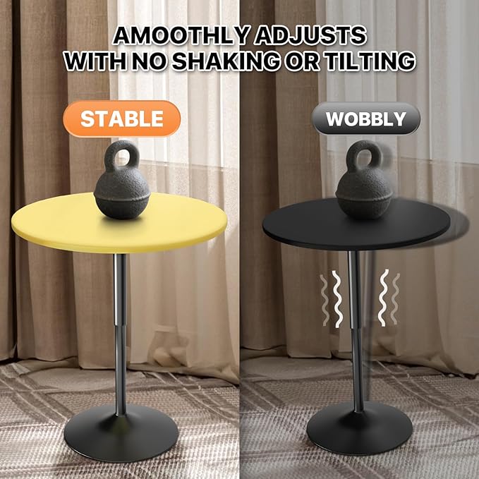 Magshion 31" Round Bar Table Height Adjustable 26"-35" Pub Table with Enlarged Base for Living Room Patio Bistro, Yellow