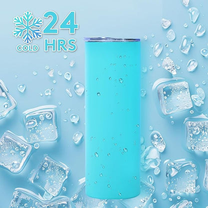 Dongni Skinny Tumbler with Lid 20 oz Stainless Steel Vacuum Insulated Double Wall Travel Coffee Water Tumblers Cup (Mix 16pack)