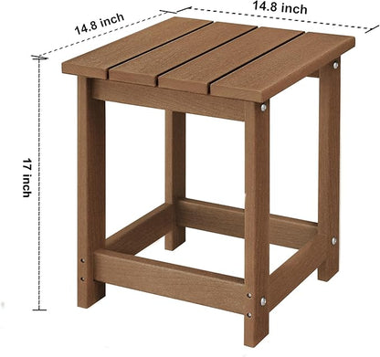 LZRS Adirondack Square Outdoor Side Table for Patio, Pool Composite Patio Table,HDPE End Tables for Backyard,Pool, Indoor Companion, Easy Maintenance & Weather Resistant(Brown)