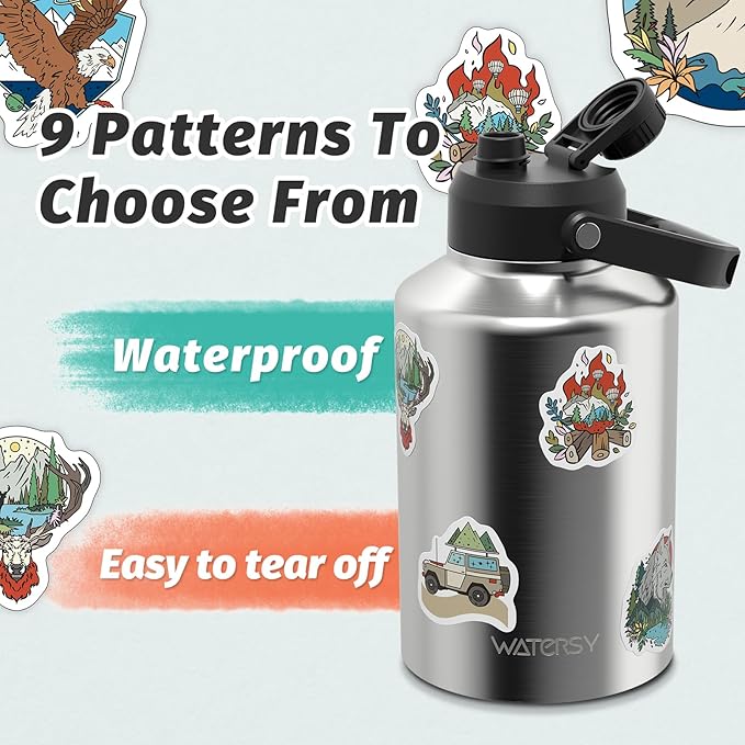 1 Gallon Water Bottle Insulated Comes with Four Stainless Steel Cups and DIY Stickers,BPA Free&Leak Proof,128oz Stainless Steel Water Jug,Big thermo with Handle for Gym,Hiking,Camping&Travel