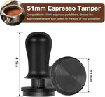 Load image into Gallery viewer, PUSEE 51mm Espresso Coffee Tamper with Double Spring Calibrated, Handle Tamper 30lbs Pressure with Titanium Coating Stainless Steel Ripple for Barista Espresso Machine Accessories 51mm Tamper, Black