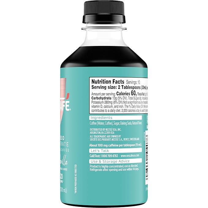 NESCAFÉ Espresso Concentrate Sweet Vanilla Flavored, Instant Espresso Coffee Concentrate, Cold Brew Style, Iced Coffee Style Drinks