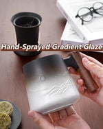 Load image into Gallery viewer, ZENS Tea Mug with Infuser and Lid for Loose Leaf Tea Steeper, 14.5 oz Embossed Ceramic Tea Cup with Fine Strainers and Wood Handle, Diffusers Accessories for Tea Lovers Gifts