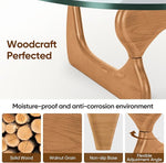 Load image into Gallery viewer, Noguchi Triangle Glass Coffee Table with Solid Wood Base, Vintage Clear Glass Top Modern Design for Living Room, Patio, Study, Light Walnut