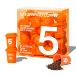 Load image into Gallery viewer, SATURNBIRD Coffee Instant Cold Brew, Dark Roast, Rich &amp; Nutty Blend of 100% Specialty Arabica, Enjoy Hot or Cold, Freeze Dried Iced Coffee, 24 Single Servings for Home, Travel, Office (NO.5)