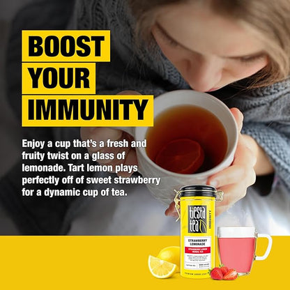 Tiesta Tea - Strawberry Lemonade, Loose Leaf, Strawberry Lemon Herbal Tea, Premium Non-Caffeinated Fruit Blend, Make Hot or Iced, Brews Up to 50 Cups, 4 Ounce Refillable Tin