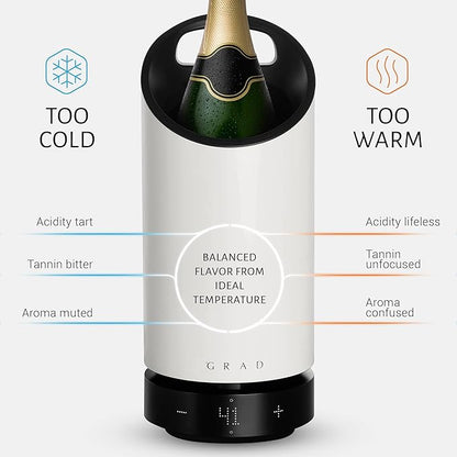 Grad No.1 Wine Cooler – Portable & Rechargeable Wine Cooler with Precise Temperature Control (41-69°F),Scandinavian Design, Silent Operation, Long Battery Life – Luxury Wine Accessory for Home
