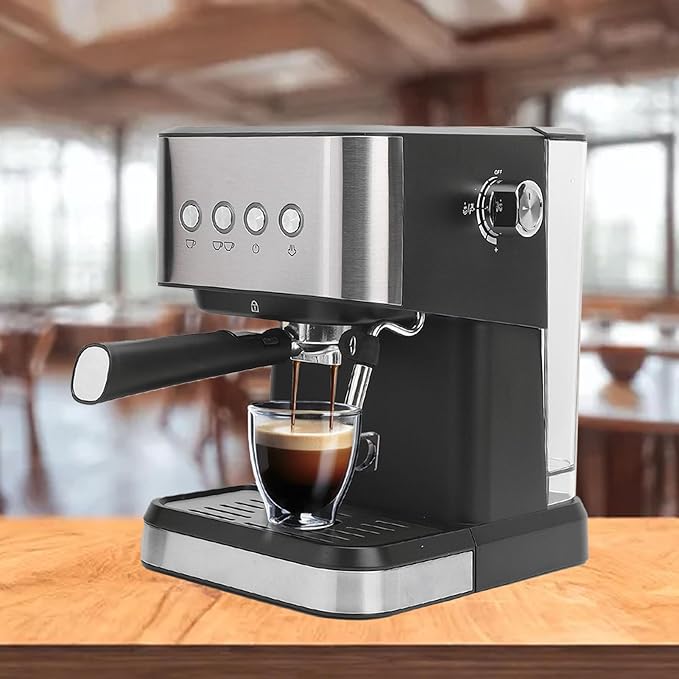 1.5L 1050W Semi Automatic Compact Coffee Machine with Milk Frothing System,20Bar High Pressure,Semi Automatic Vintage Espresso Machine,for Espresso Latte Cappuccino