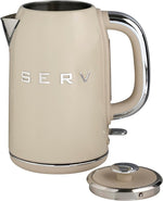 Load image into Gallery viewer, Servappetit Retro Serv Electric Kettle – 1.7L Stainless Steel Water Boiler with 360° Swivel Base, Clear Water Level Indicator