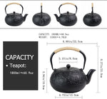 Load image into Gallery viewer, 60.9oz YJX Cast Iron Teapot, Japanese Tetsubin Tea Kettle for Stovetop Safe, Cast Iron Tea Pot with Infuser for Loose Leaf, Black Kettle Teapot, Good Gift For Tea Lovers(1800ml)