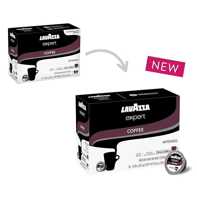 Lavazza Expert Intenso Coffee Capsules, Dark Roast, Arabica and Robusta Blend, Compatible with Lavazza Classy Plus Machine (36 Capsules)