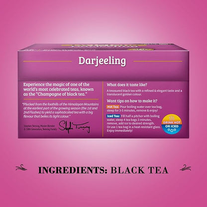 Twinings Darjeeling Tea - Caffeinated Black Tea Bags Individually Wrapped, 20 Count