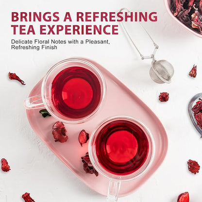 Soeos Organic Hibiscus Flower Herbal Tea, 1lb (16oz), Whole Dried Petals, Bold Tart Flavor, Caffeine-Free & Naturally Refreshing, Perfect for Iced Tea, Hot Infusions, and Floral Blends