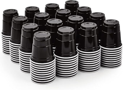 Lilymicky 600 PACK 2 oz Plastic Shot Glasses, Mini Black Disposable Shot Cups for Parties, Carnivals, and Any Events