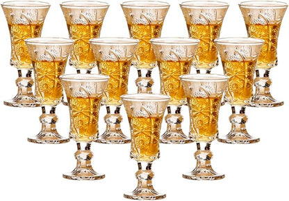 Round 1.3-Oz Cordial Glasses, Lead-Free Sherry Glasses, Clear Heavy Base Shot Glasses (Set of 12)