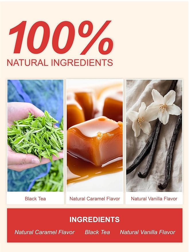 TeeLux Vanilla Caramel Black Tea Bags, Blended Black Tea with Vanilla Caramel, Robust & Smooth Taste, 100 Count