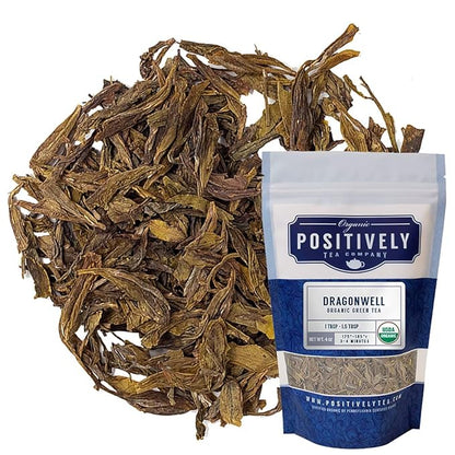 Organic Positively Tea Company, Dragonwell, Green Tea, Loose Leaf, 4 Ounce