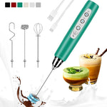 Load image into Gallery viewer, Milk Frother Handheld Rechargeable, Frother Wand Drink Mixer Electric Whisk for Coffee, Detachable With 3 Stainless Whisks, Hand Mixer for Lattes, Cappuccino, Matcha, Egg, No Stand, Green