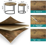 Load image into Gallery viewer, Smuxee Nesting Coffee Table Set of 2, 23.6" Round Coffee Table Rustic Wood Top with Adjustable Non-Slip Feet, Industrial End Table Side Tables for Living Room Bedroom Balcony Yard