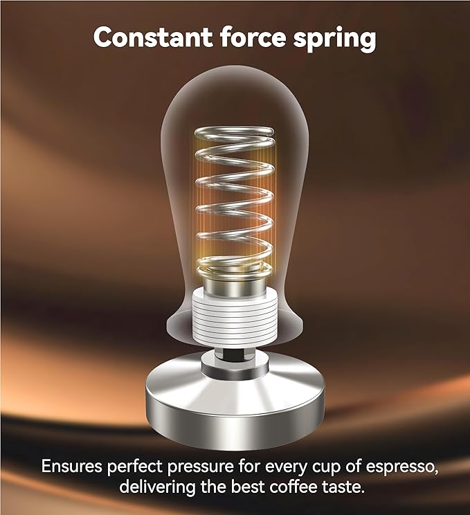 58mm Espresso Tamper with Auto-Return Spring Coffee Accessory,Level Press Anti-Tilt Design,304 Stainless Steel Base,Easy Clean,Professional Ergonomic Handle
