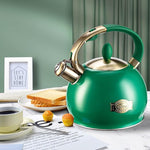 Load image into Gallery viewer, SUSTEAS Stove Top Whistling Tea Kettle - Food Grade Stainless Steel Teakettle Teapot with Cool Touch Ergonomic Handle, With 1 Silicone Pinch Mitt Included, 2.64 Quart (Green)