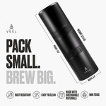 Load image into Gallery viewer, Nest Pour Over Coffee Kit | Coffee Maker for Camping | All-In-One Travel Pour Over | Transportable Dripper, Two 10oz Stainless Steel Travel Mugs | Compact Storage &amp; Adventure Ready | Black