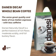 Danesi Caffe Italian Whole Coffee Beans - Espresso Coffee Beans and Medium Roast Whole Bean - Perfect for Espresso Machines, French Press, and Home Brewing - Decaf (4.5 lb)