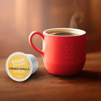 Eight O'Clock Coffee French Vanilla, Single-Serve Keurig K-Cup Pods, Flavored Light Roast Coffee, 48 Count