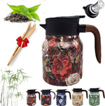 Load image into Gallery viewer, Infinite Tea Pot with Infuser, 316 Stainless Steel Infinite Vintage Floral Pattern Teapot Built-In Infuser, One-Handed Pour, Detachable Infinity Tea Pot Kettle for loose tea (Red wood, 28Oz)