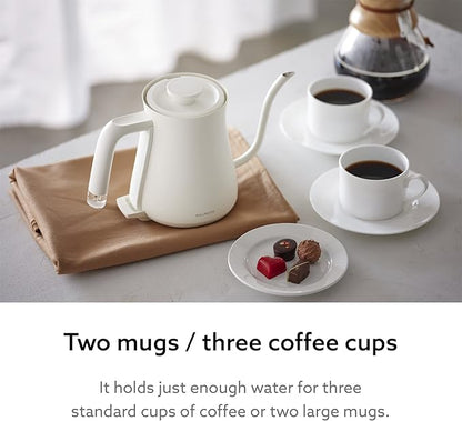 BALMUDA The Kettle | Electric Gooseneck Kettle | Lightweight | Stainless Steel | 0.6L (20fl oz) Capacity | Neon Light Indicator | Perfect for Tea and Coffee | US Version | White