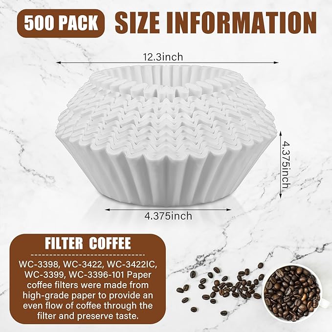 500 Pcs Extra Large Coffee Filters Disposable White Commercial Paper Filters for Coffee Brewing, Restaurants, Large Brewers, No Overflow, No Tearing (12-5/16in X 4-3/8 in)