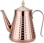 Load image into Gallery viewer, SANQIAHOME 1.6L(54oz) Stainless Steel Hammer Patterned Teapot With Removeable Infuser,Loose leaf cover,Copper