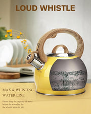 Stovetop Tea Kettle, 2.1 Quart Stove Top Whistling Tea Kettles,Water Teapot Induction Tea Kettle with Food Grade Stainless Steel and Silicone Anti-Hot Handle, Suitable for All Heat Sources