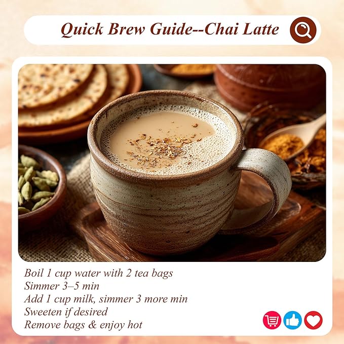 WT WEETEE Decaf Chai Tea Bags 50 Count, Blend CO2 Decaffeinated Black Tea with 6 Spices Chai, Rich & Cinnamon Aroma, Dairy & Flavoring Free