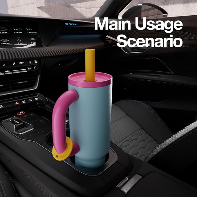 BaWang Insulated Stainless Steel Tumbler | Tumbler with Handle and Straw 33oz | Cup Holder Friendly for Travel | Leakproof Water Bottle | BPA-Free | 316 stainless steel liner| pink＆blue