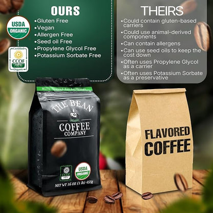 The Bean Organic Coffee Company Pumpkin Spice, Medium Roast, Ground Coffee, 5-Pound Bag, Café molido tostado orgánico