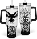 Load image into Gallery viewer, Viking Gifts for Men, 40oz Stainless Steel Insulated Coffee Tumbler With Lid &amp; Straw, Travel Cup Gift for Husband Dad, Christmas Birthday