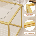 Load image into Gallery viewer, Glass Coffee Table for Living Room, Morden Center Table for Small Space,Simple Tea Cocktail Coffee Table with Clear Glass Top &amp; Metal Frame, Easy Assembly,Gold