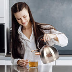 Load image into Gallery viewer, Whistling Tea Kettle Stainless Steel Teapot, Teakettle for Stovetop Induction Stove Top, Fast Boiling Heat Water Tea Pot 2.6 Quart