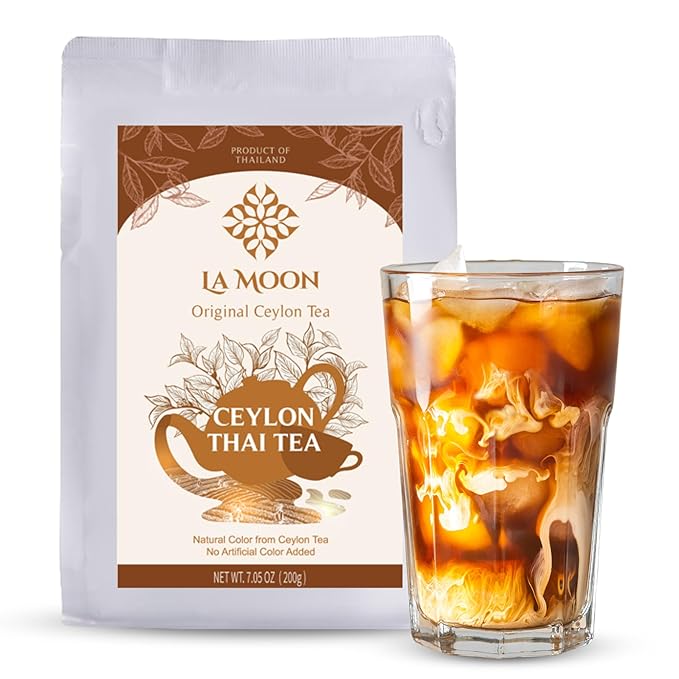 LA MOON TEA - Ceylon Thai Tea – Authentic Thai Iced Tea Blend | 100% Ceylon Black Tea, No Artificial Colors or Additives, Premium Loose Leaf for Milk Tea, Bubble Tea, and Iced Drinks