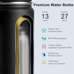 Load image into Gallery viewer, koodee 16 oz Water Bottle Stainless Steel Double Wall Vacuum Insulated Water Bottle for School Wide Mouth Sports Bottle with Leakproof Spout Lid (Black)