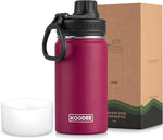 Load image into Gallery viewer, koodee 12 oz Water Bottle -Stainless Steel Vacuum Insulated Wide Mouth Flask with Leakproof Spout Lid, Reusable Sports Metal Water Bottle BPA Free(Fuchsia Red)
