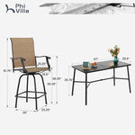 Load image into Gallery viewer, PHI VILLA 7 Piece High Patio Bar Dining Set, Bar Height Outdoor Table and Chairs Patio Furniture Set with 6 Patio Swivel Bar Stools &amp; 40" Table for Garden, Yard and Terrace