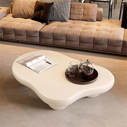 Cloud Coffee Table, Modern Coffee Table for Living Room Apartment, Cartoon Irregular Indoor Tea Table, Cute End Table with Ball 3 Legs, Easy Assemble,White l39.4