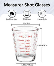 Shot Glasses Measuring Cup Set 6 Pack Espresso Shot Glasses Liquid Heavy Glass 26-Incremental Measurement 1 OZ, 2 TBS, 6 TSP, 30 ML Kitchen Tools